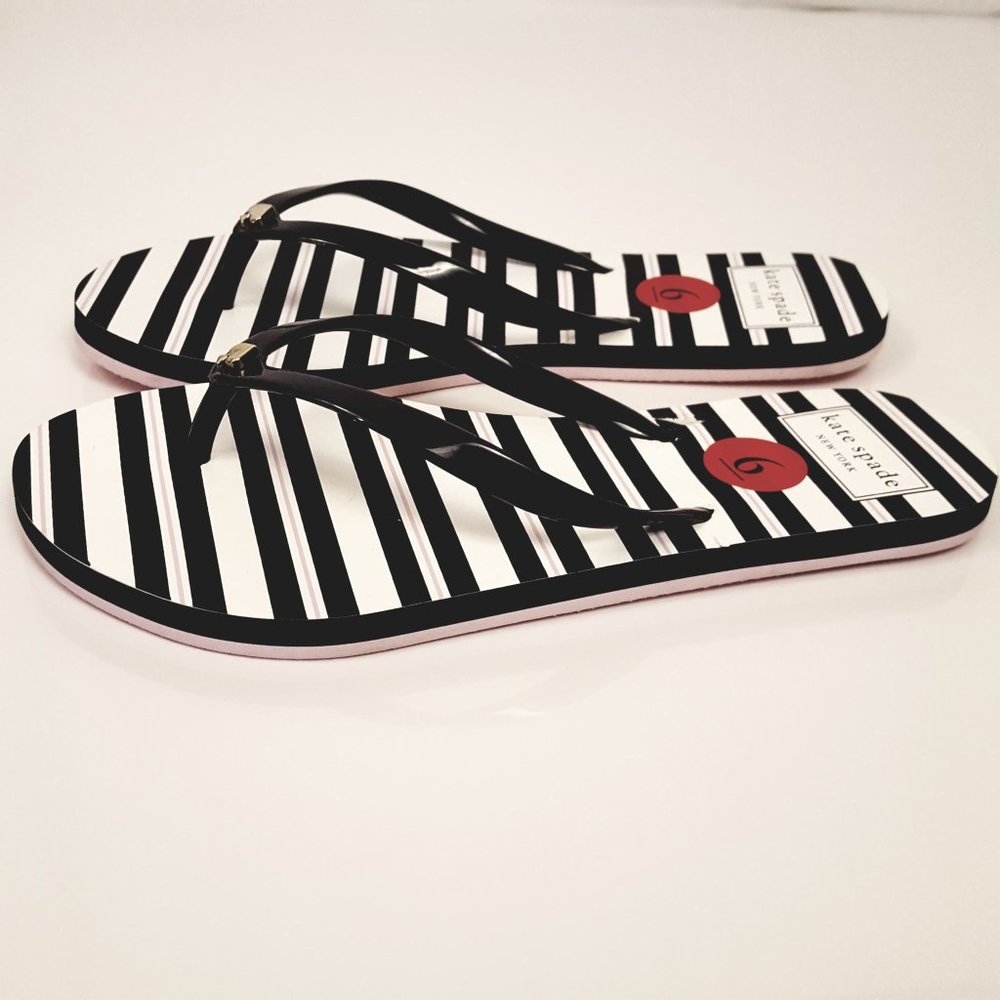 Kate Spade Nassau Striped Flip Flops Size 6 - Picture 4 of 10